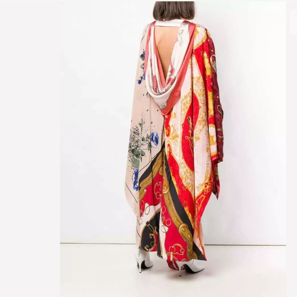 New MARINE SERRE Foulard Scarf Upcycle Drape Dress - Picture 2 of 8